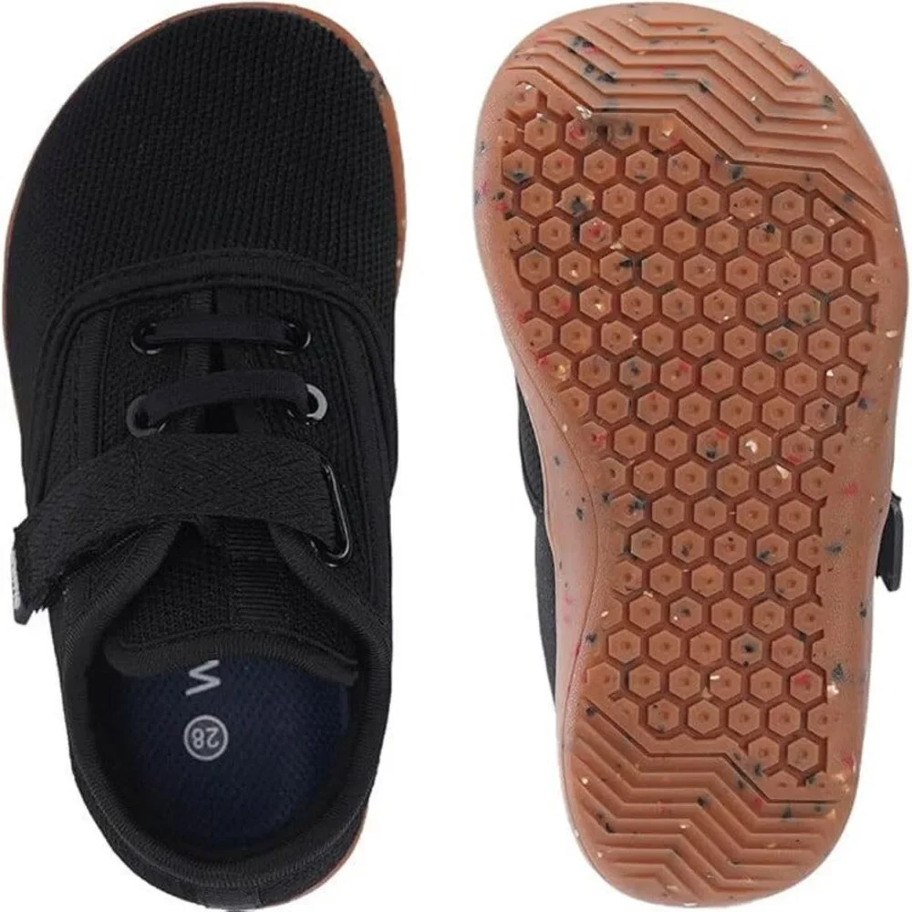 Whitin Toddler Boys 6.5 Black Sneakers Hook Loop Close Round Toe Barefoot Shoes